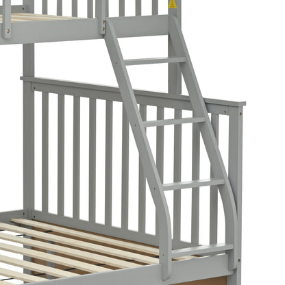 Bunk bed with ladder and safety rails in gray finish by HouseOfZazla on Tampa Home & Garden Store