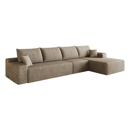 134-inch Cloud Sectional Sofa with L-shaped Chaise in beige corduroy by HouseOfZazla on Tampa Home & Garden Store