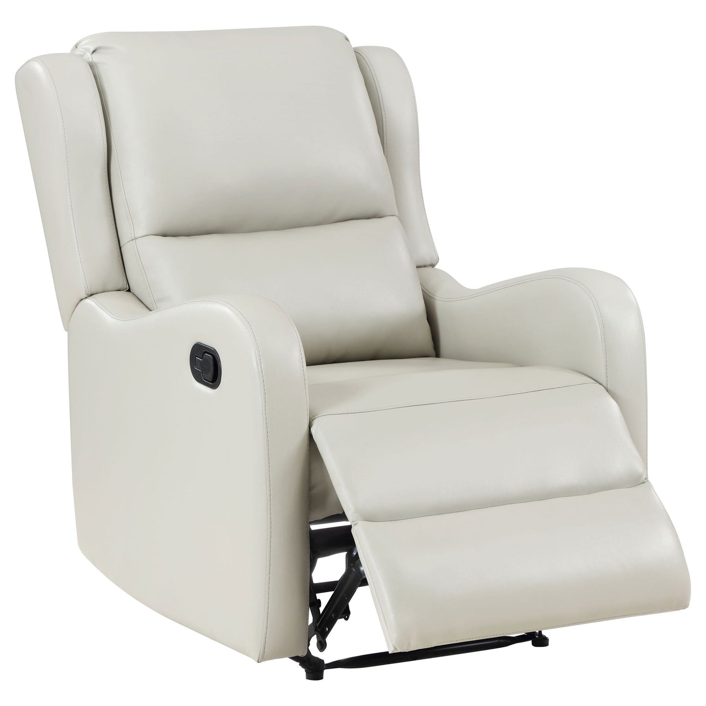 Cortland ivory upholstered English-arm recliner chair by HouseOfZazla with side control on Tampa Home & Garden Store