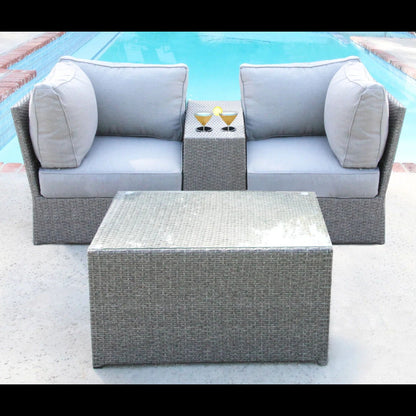 HouseOfZazla gray rattan sectional set with cushions, 2-piece outdoor seating on Tampa Home & Garden Store