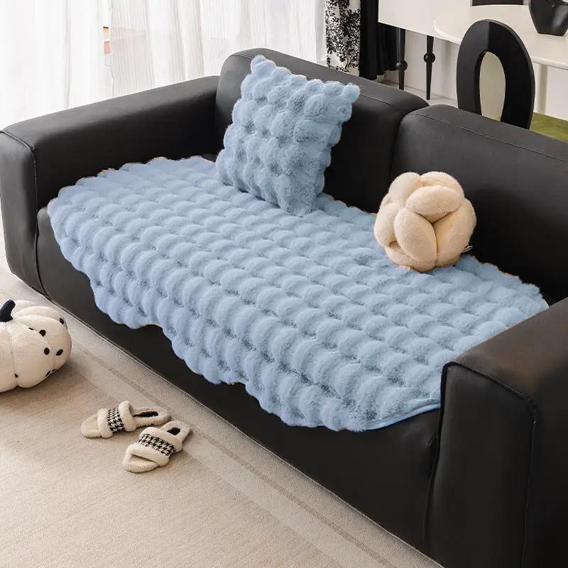 Blue plush irregular sofa cushion with matching pillow on sofa FLIPSTYLEZLLC on Tampa Home & Garden Store
