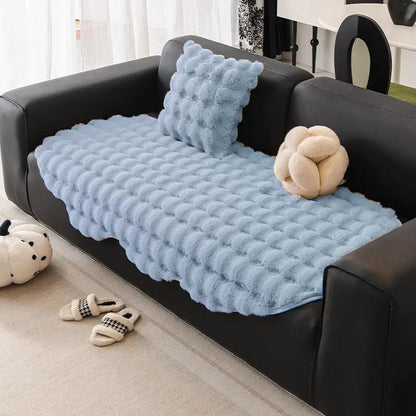 Blue plush irregular sofa cushion with matching pillow on sofa FLIPSTYLEZLLC on Tampa Home & Garden Store