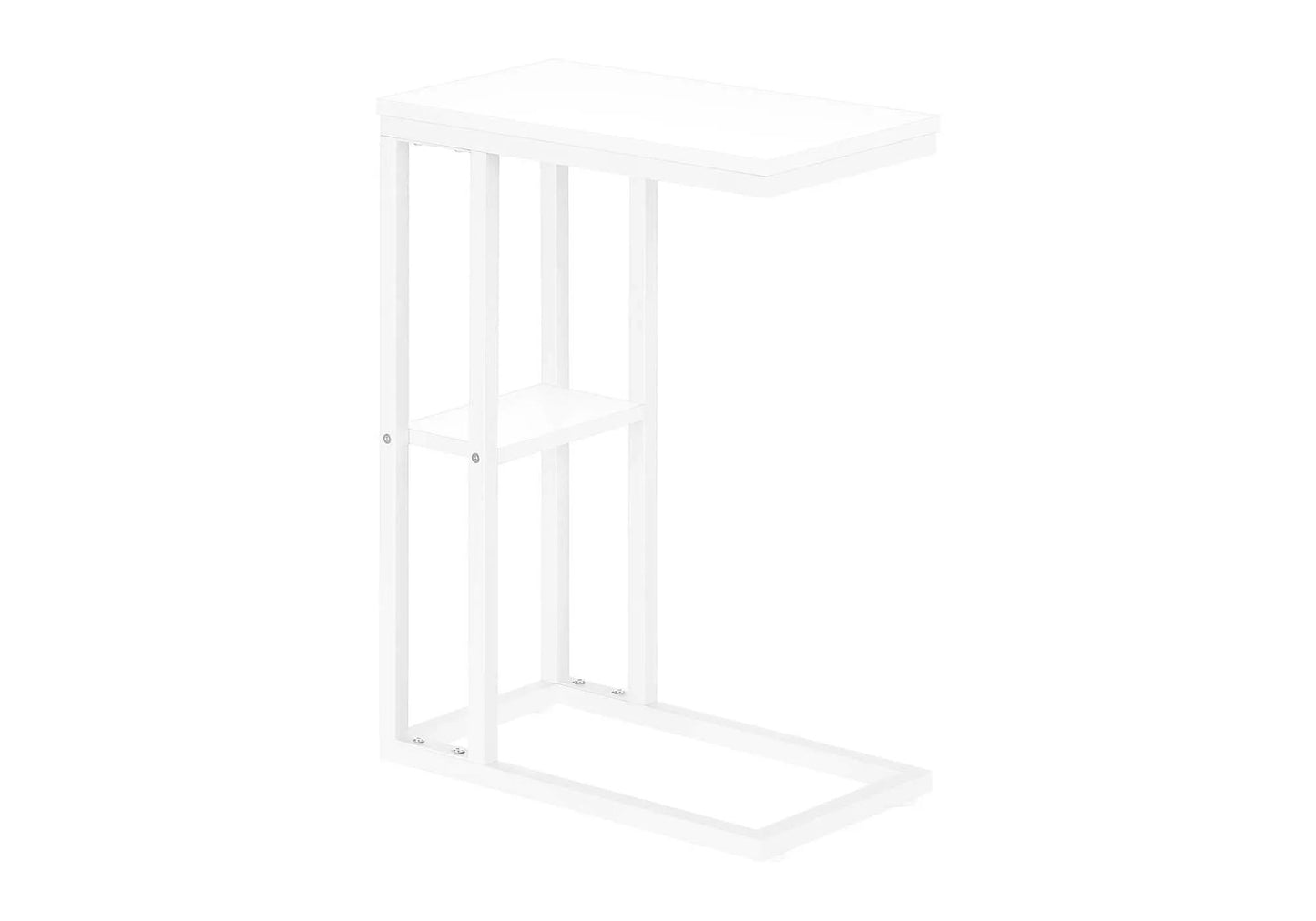 C Shaped Accent Table Marble Look and Modern