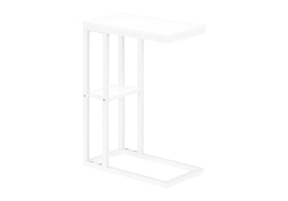 C Shaped Accent Table Marble Look and Modern