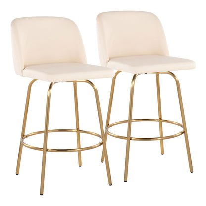 Toriano counter stool swivel cream upholstery and gold legs set of 2 on Tampa Home & Garden Store