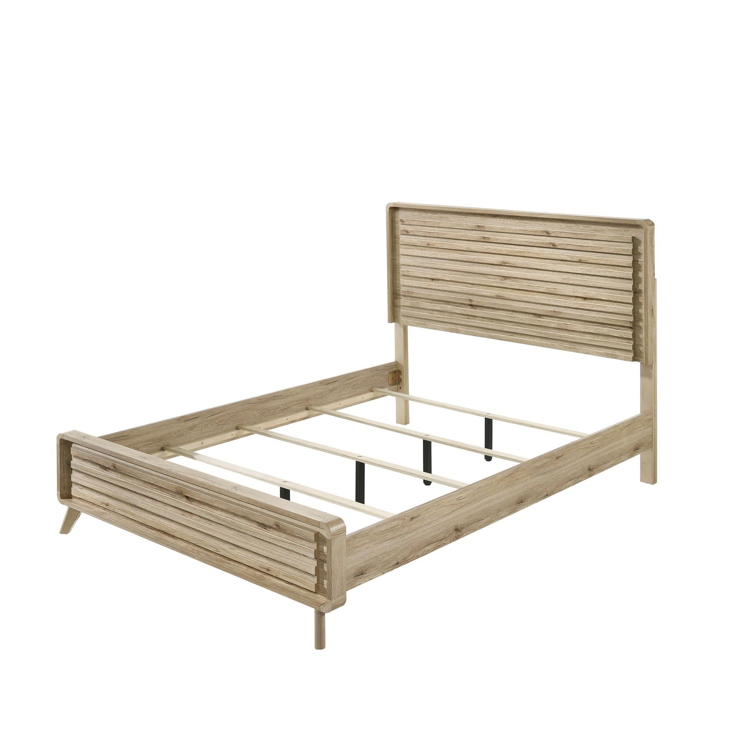 Modern Panel Bed Featuring A Slatted Headboard