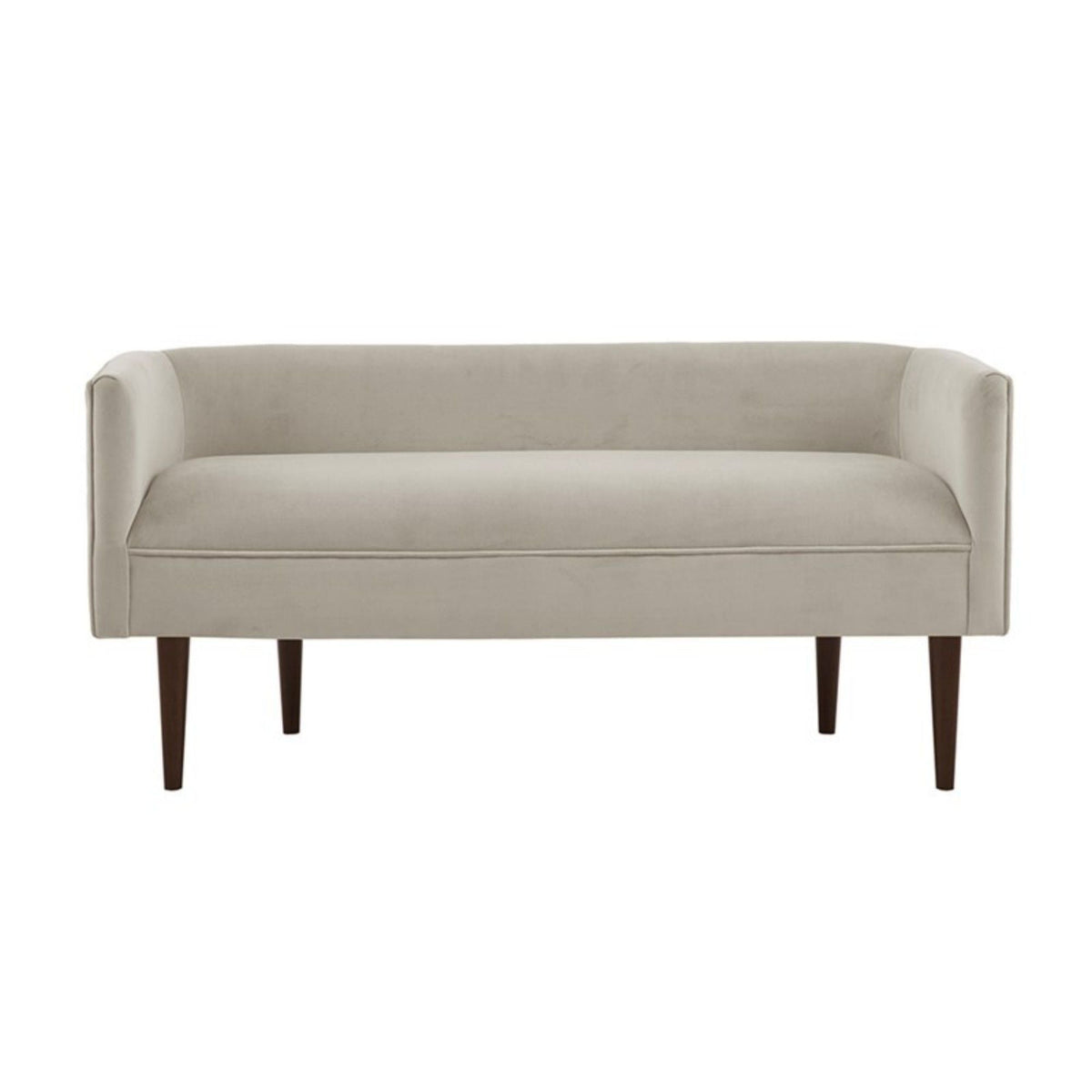 Upholstered cream bench with low back and sides, solid wood tapered legs HouseOfZazla on Tampa Home & Garden Store
