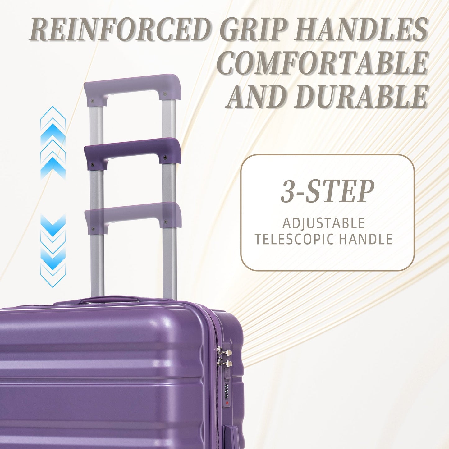 HIFINE Tourist 3-Piece ABS Spinner Wheel Luggage Set in purple with a telescoping handle on Tampa Home & Garden Store