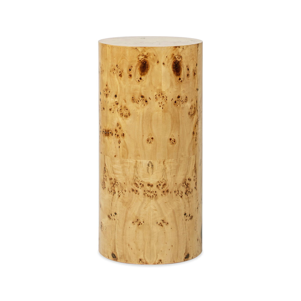 Nebula Accent Pillar Side Table Burl Wood Veneer brown cylindrical pedestal by HouseOfZazla on Tampa Home & Garden Store