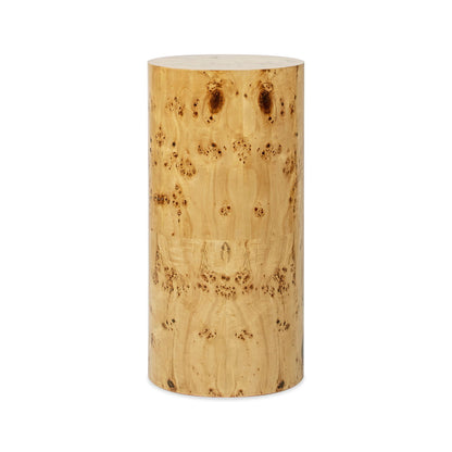 Nebula Accent Pillar Side Table Burl Wood Veneer brown cylindrical pedestal by HouseOfZazla on Tampa Home & Garden Store