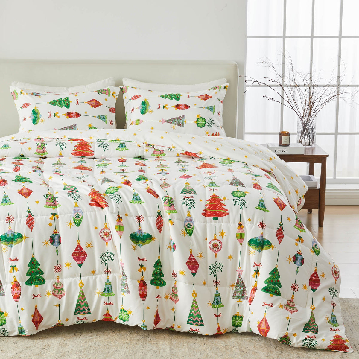 Great Bay Home Odette Collection reversible Christmas comforter set with shams on bedding on Tampa Home & Garden Store