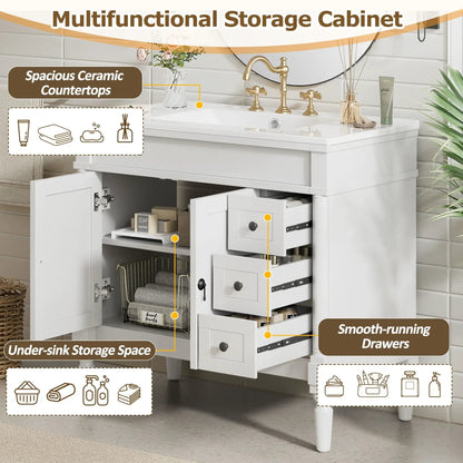 Bathroom Vanity With Ceramic Sink and Soft Close