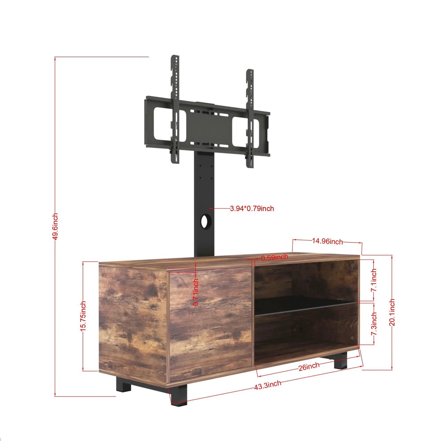 Rustic Brown TV Console With Push to Open Storage