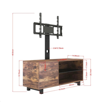 Rustic Brown TV Console With Push to Open Storage