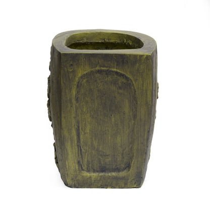 Garden Urn Planter by HouseOfZazla, weathered wood with mossy patina on Tampa Home & Garden Store