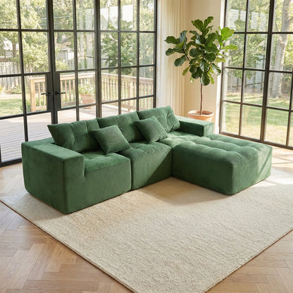Modern Corduroy and L Shape Modular Sofa