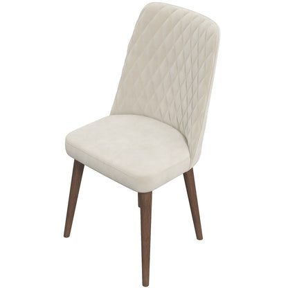 Mid-Century Modern dining chair with cream upholstered seat and diamond quilted back, wood legs on Tampa Home & Garden Store