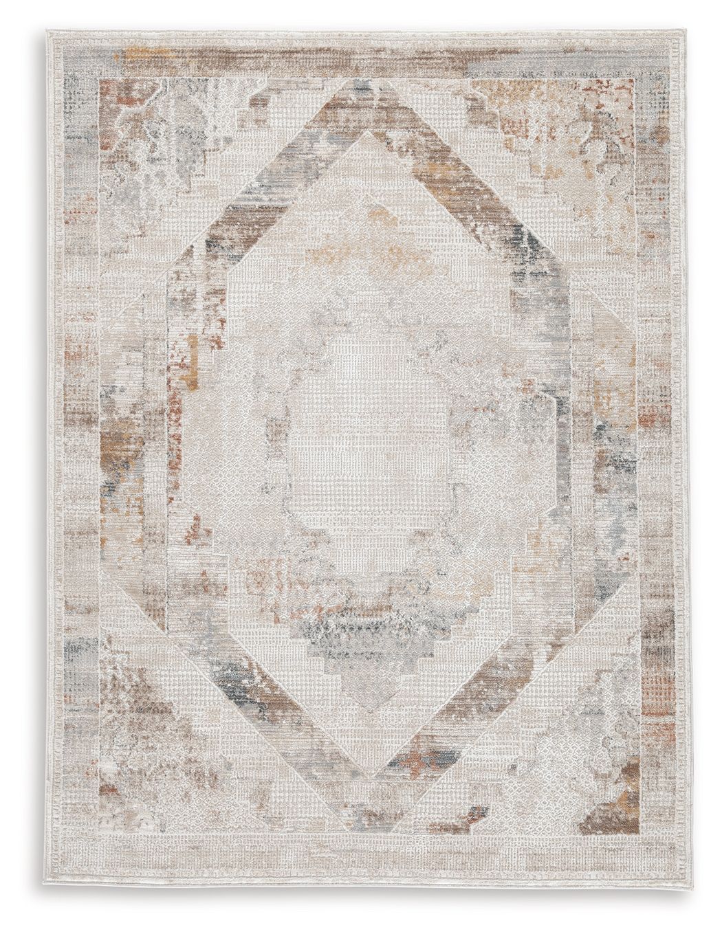 Varnwood Medallion Area Rug in Neutral Tones