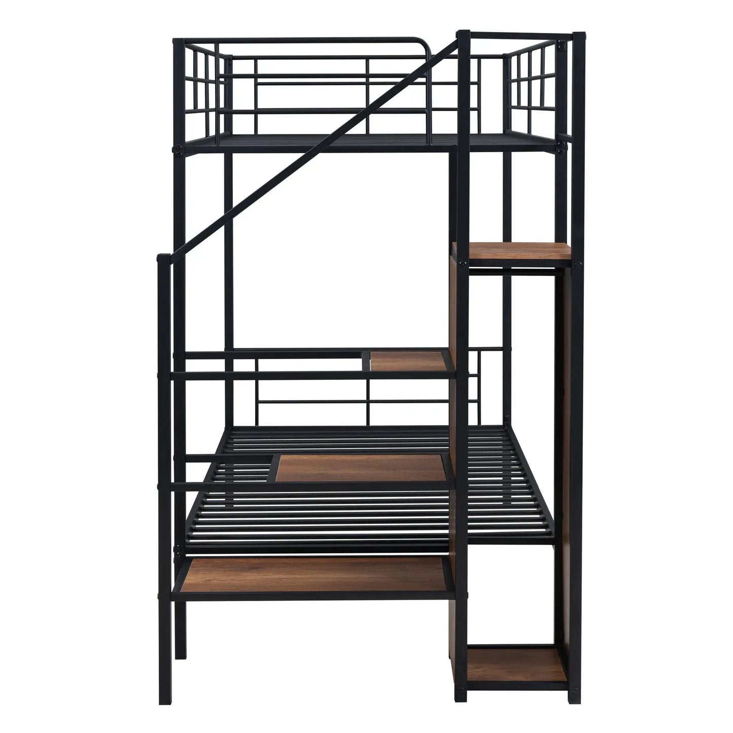 Bunk Bed With Lateral Storage Ladder and Wardrobe