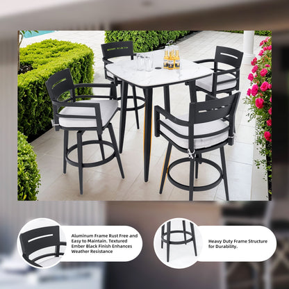 Outdoor Swivel Bar Chairs Ergonomic 360 Set of 2