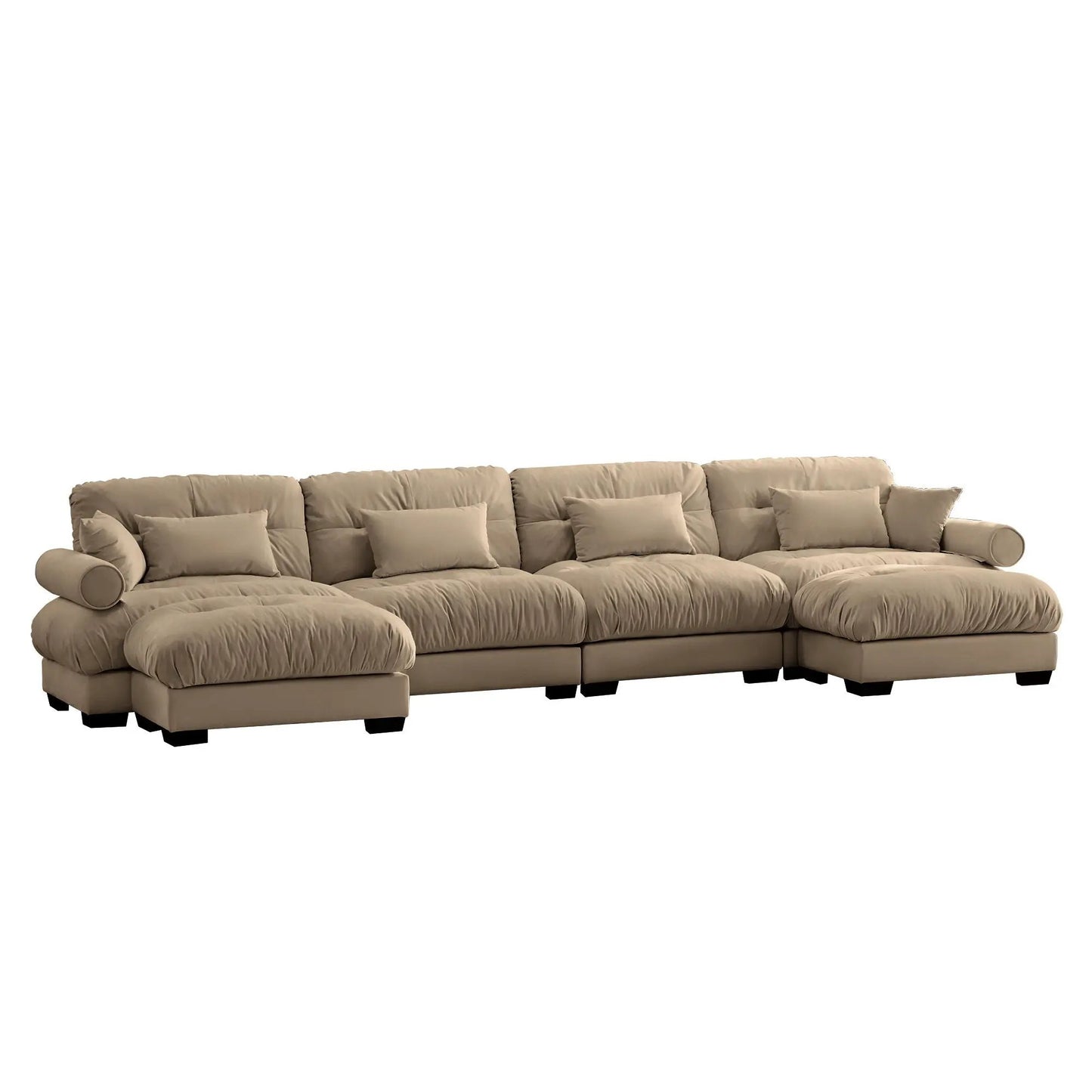 Modern Sectional Sofa with Ottoman and Pillows