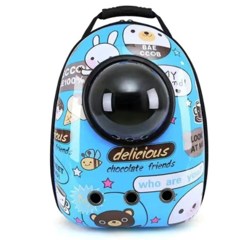 Pet Zen space bag pet carrier backpack blue cartoon print with bubble window on Tampa Home & Garden Store