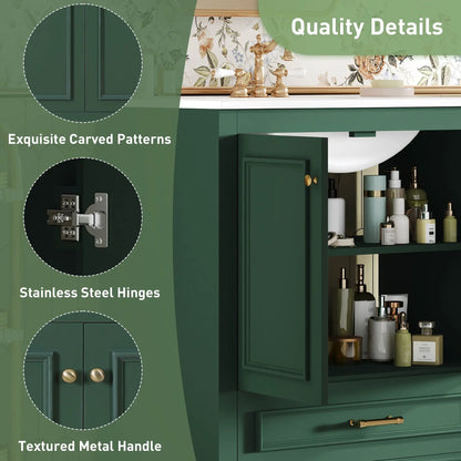 Bathroom vanity with sink and brass faucet, adjustable shelf by Unique Piece Furniture on Tampa Home & Garden Store