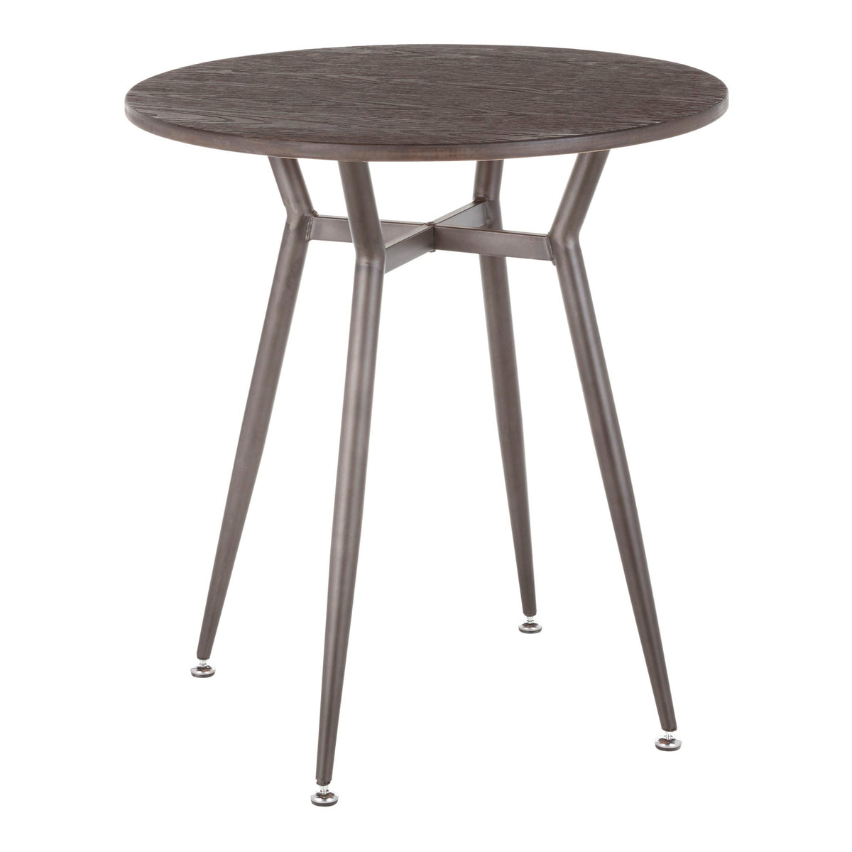 Industrial round dinette table with dark brown wood top and durable metal legs, 4-leg base on Tampa Home & Garden Store