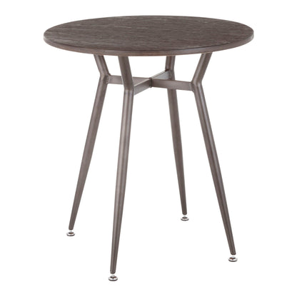 Industrial round dinette table with dark brown wood top and durable metal legs, 4-leg base on Tampa Home & Garden Store