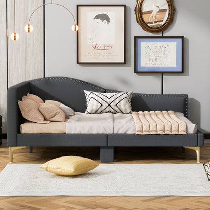 Upholstered Daybed with Headboard and Armrest