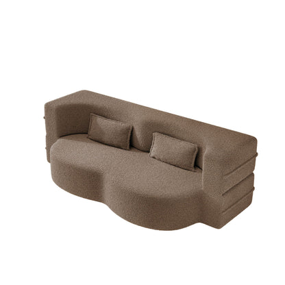 Modern Floor Sleeper Sofa Bed And Two Pillows