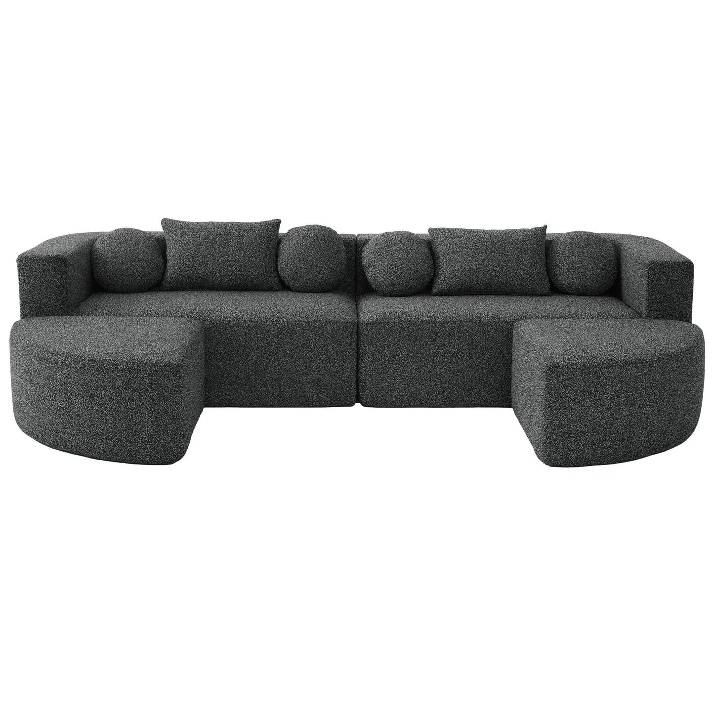 Boneless couch modular sectional sofa with deep seating and curved design in gray fabric on Tampa Home & Garden Store