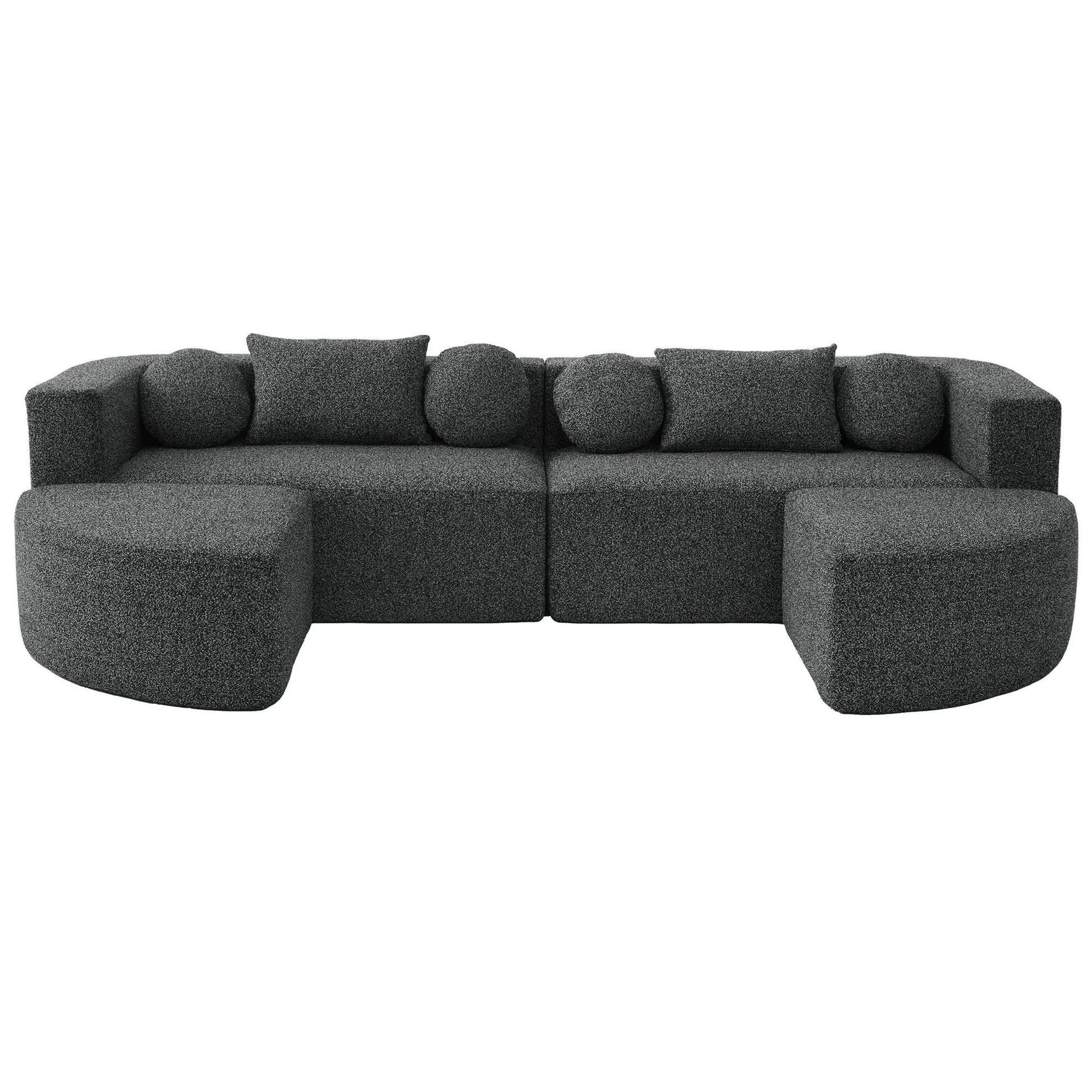 Boneless couch modular sectional sofa with deep seating and curved design in gray fabric on Tampa Home & Garden Store