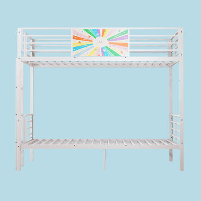 Bunk bed white by HouseOfZazla, convertible to 2 twin beds with guardrails and ladder on Tampa Home & Garden Store