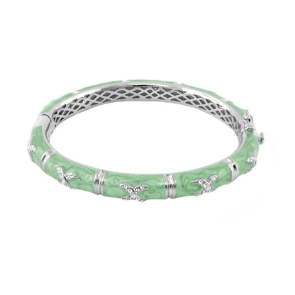 Elegant Hugs Bangle Wide Pavé X bracelet in mint green enamel with silver spacers and crystal accents on Tampa Home & Garden Store