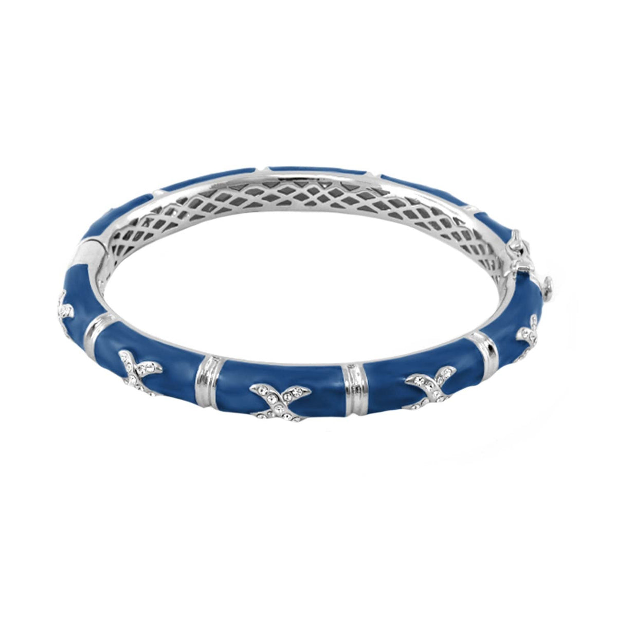 Elegant Hugs Bangle - Wide Pavé X blue enamel bracelet by Lauren G Adams with pavé X accents on Tampa Home & Garden Store