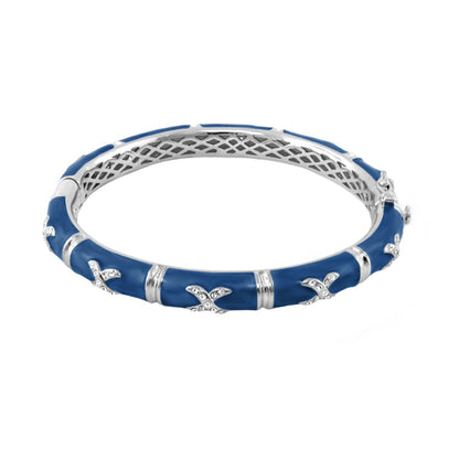 Elegant Hugs Bangle - Wide Pavé X blue enamel bracelet by Lauren G Adams with pavé X accents on Tampa Home & Garden Store