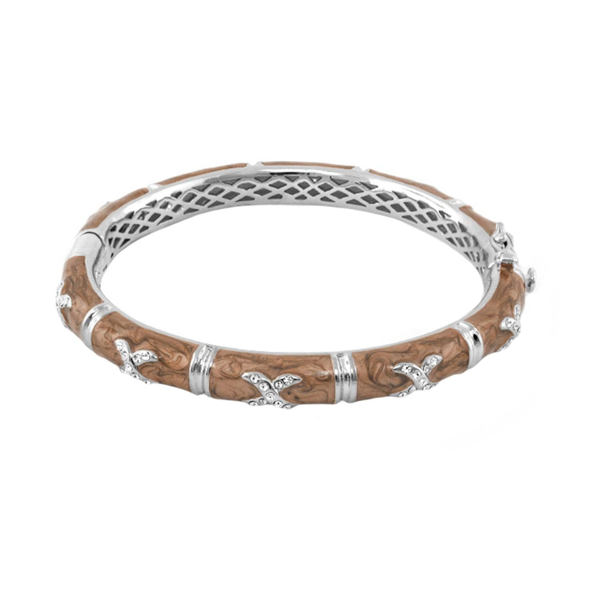 Elegant Hugs Bangle Wide Pavé X by Lauren G Adams wood inlay silver accents bracelet on Tampa Home & Garden Store