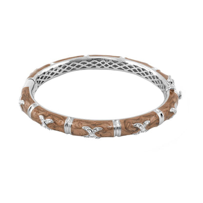 Elegant Hugs Bangle Wide Pavé X by Lauren G Adams wood inlay silver accents bracelet on Tampa Home & Garden Store