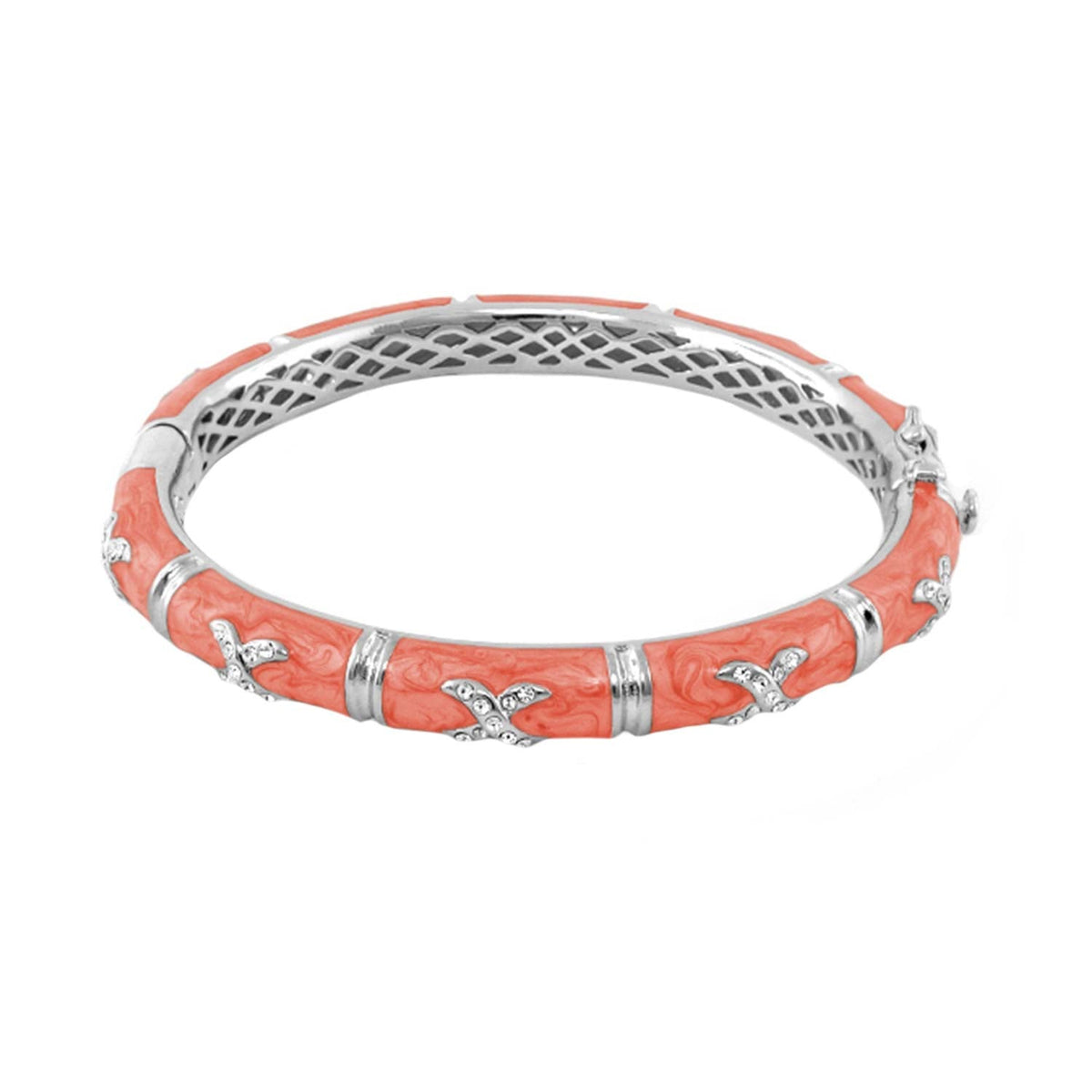 Elegant Hugs Bangle Wide Pavé X coral enamel bracelet by Lauren G Adams on Tampa Home & Garden Store