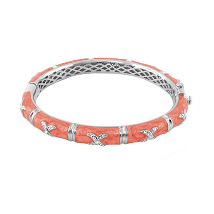 Elegant Hugs Bangle Wide Pavé X coral enamel bracelet by Lauren G Adams on Tampa Home & Garden Store