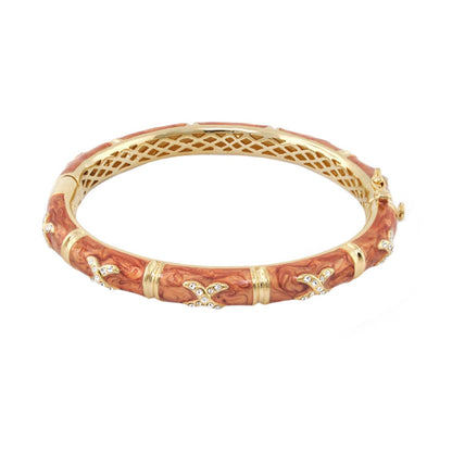 Lauren G Adams Elegant Hugs Bangle Wide Pavé X bracelet in gold pink enamel crystals on Tampa Home & Garden Store
