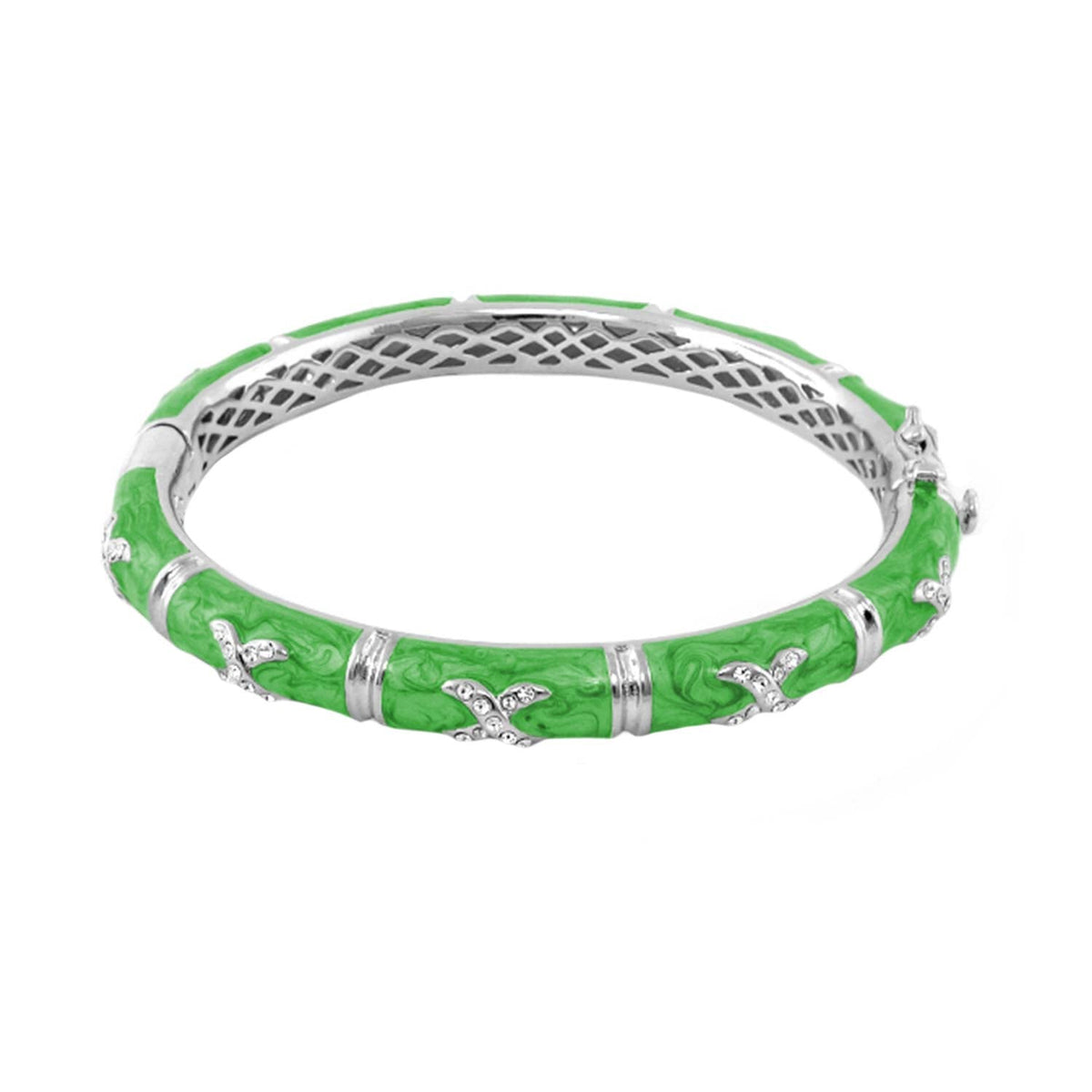 Elegant Hugs Bangle Pavé X bracelet in green enamel with silver X accents Lauren G Adams on Tampa Home & Garden Store