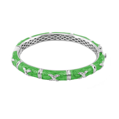Elegant Hugs Bangle Pavé X bracelet in green enamel with silver X accents Lauren G Adams on Tampa Home & Garden Store
