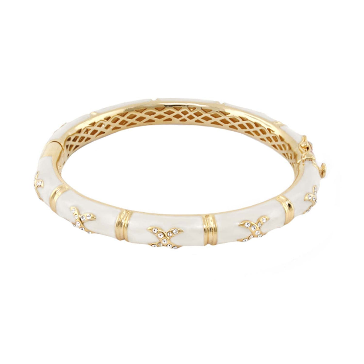 Elegant Hugs Bangle — Wide Pavé X, white enamel bracelet with pavé crystals Lauren G Adams on Tampa Home & Garden Store