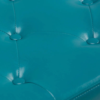 Hamilton Upholstered Storage Ottoman teal tufted leather on Tampa Home & Garden Store