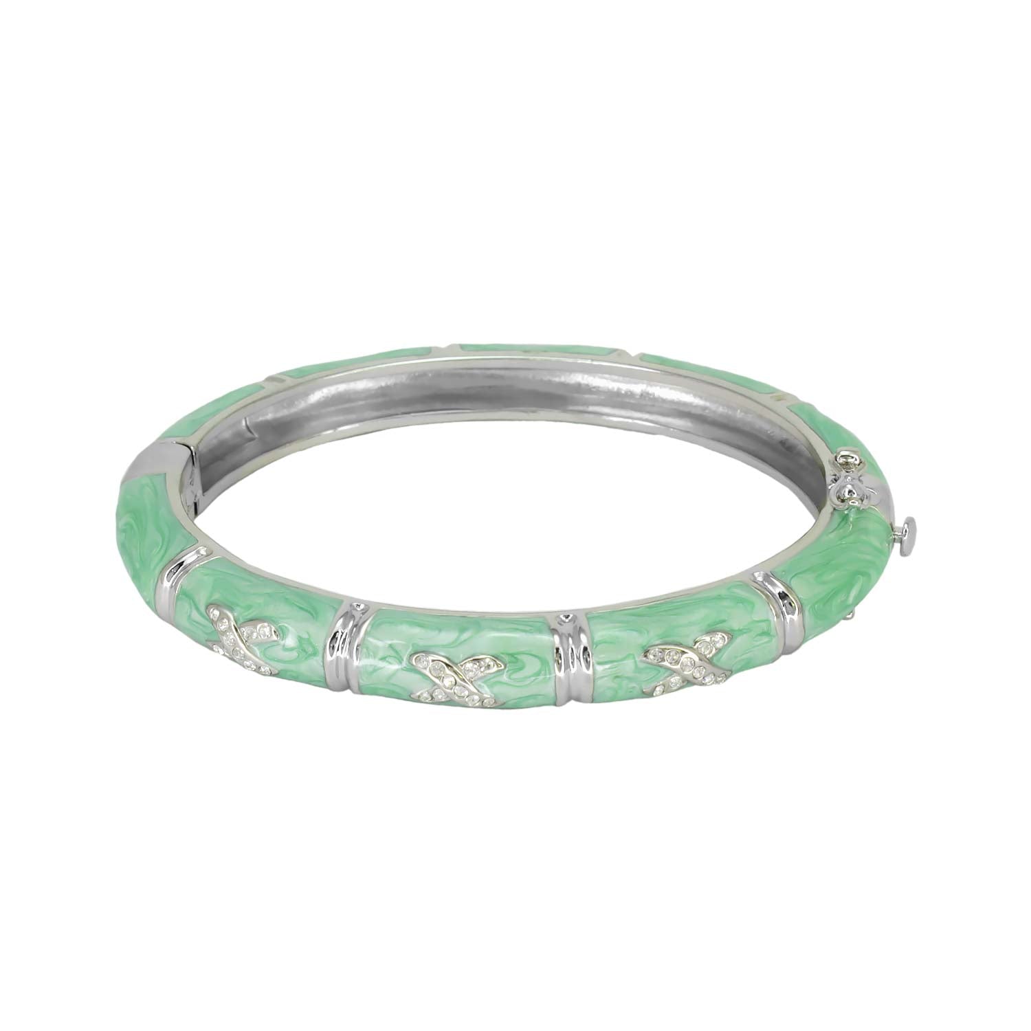 Elegant Hugs Bangle Pavé X green enamel with crystal by Lauren G Adams on Tampa Home & Garden Store