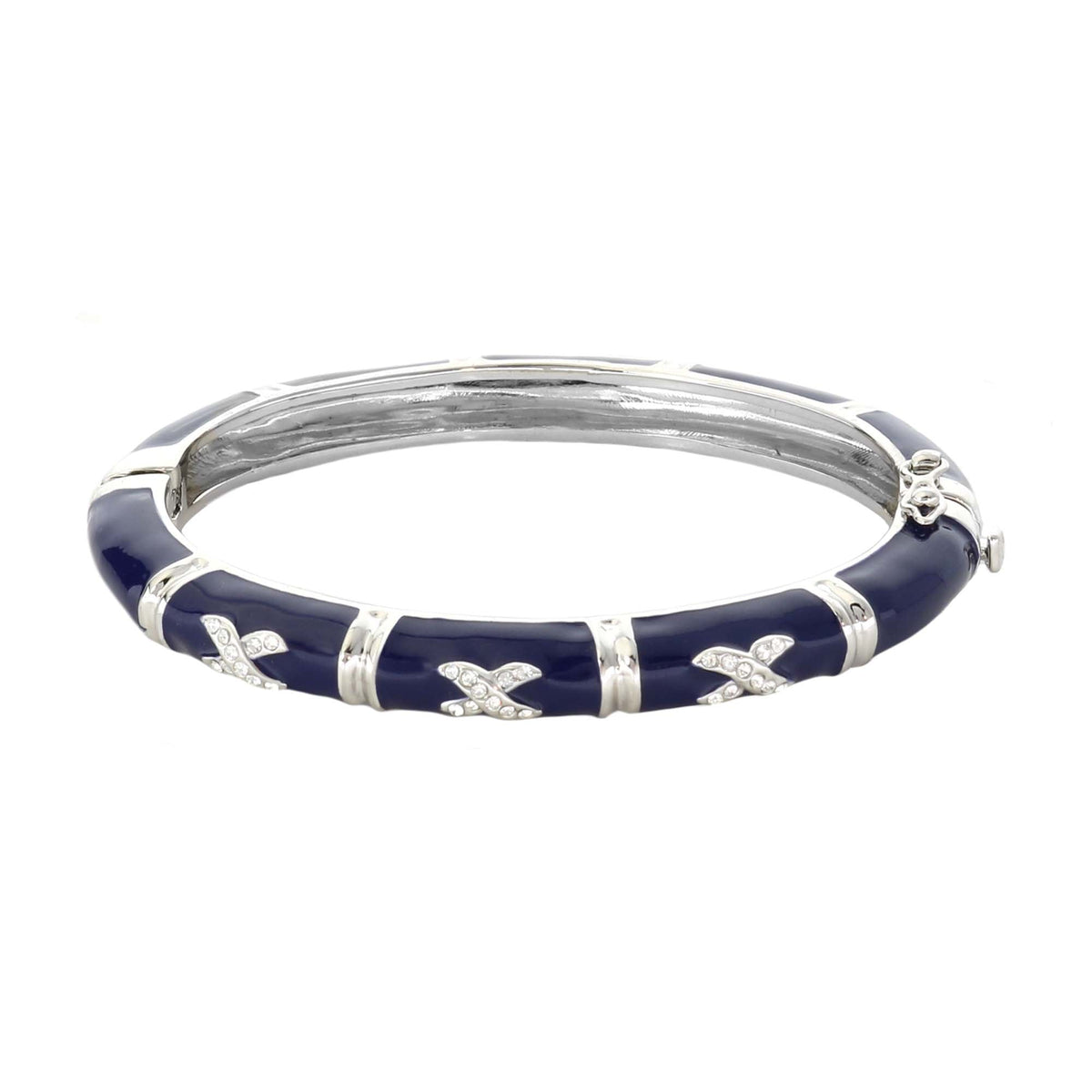 Elegant Hugs Bangle Pavé X bracelet in navy enamel with crystal X accents by Lauren G Adams on Tampa Home & Garden Store