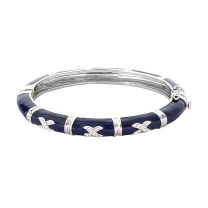 Elegant Hugs Bangle Pavé X bracelet in navy enamel with crystal X accents by Lauren G Adams on Tampa Home & Garden Store