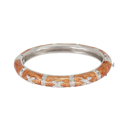 Elegant Hugs Bangle Pavé X by Lauren G Adams in orange marbled enamel with silver on Tampa Home & Garden Store